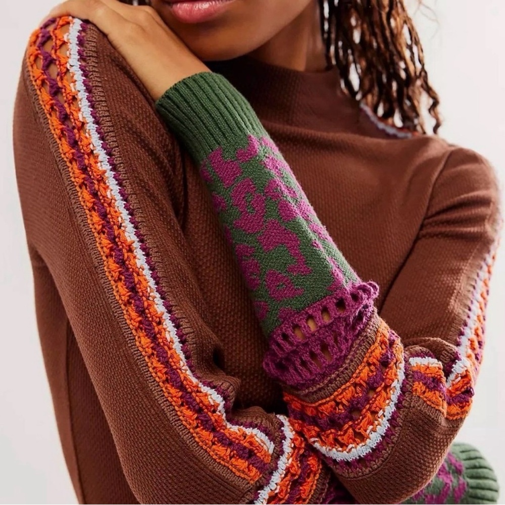 Free People brown Boho Thermal top